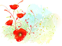 HA_flowers紅色花瓣枝葉圖層