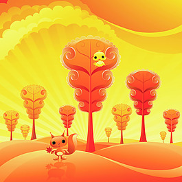 最新矢量花紋素材松鼠