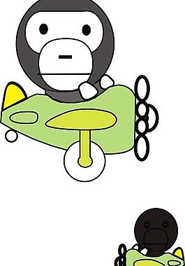 卡通猿猴 飛機(jī) t恤印花圖片