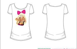 t shirt t恤 印花 可爱 服装 卡通 漫画 女 孩 蝴蝶结 图片