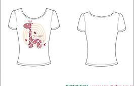 t shirt t恤 印花 時(shí)尚 潮流 可愛 服裝 卡通 長頸鹿圖片