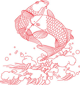 紅色線描魚