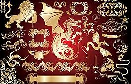 金色歐式潮流設(shè)計元素矢量素材