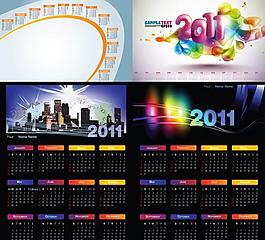絢麗的2011年日歷模板矢量素材