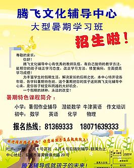 暑假招生宣傳單圖片