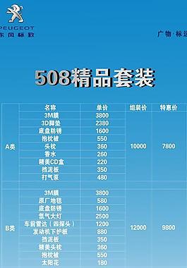 508 表格 東風(fēng)標(biāo)致圖片
