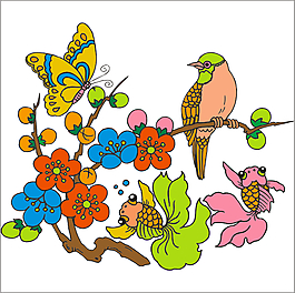 花鳥魚矢量圖