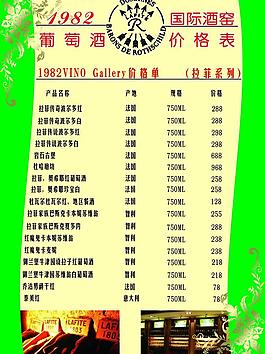 葡萄酒價格表圖片
