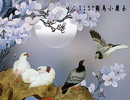 玉蘭小鳥圖