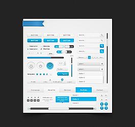 web藍灰系網頁元素psd