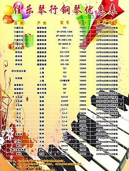 琴行鋼琴價格優(yōu)惠表圖片