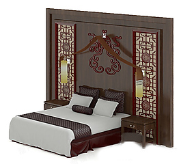 雙人床模型素材