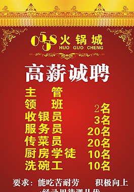 火鍋城招聘