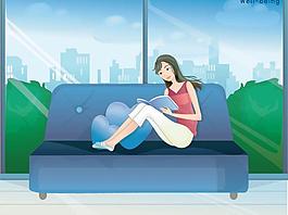 女性看書圖片