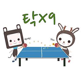 打乒乓球的卡通兔子圖片