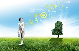 高清PSD分層素材漫步田園