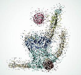 七彩墨點(diǎn)踢足球運(yùn)動(dòng)員圖片