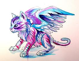彩鉛貓咪插畫圖片