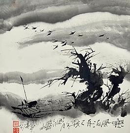寒風(fēng)泊舟圖片