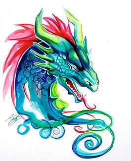 幻想龍插畫圖片
