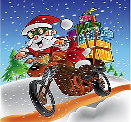 騎摩托車的圣誕老人圖片
