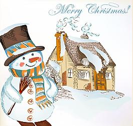 手繪圣誕雪人圖片