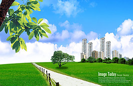 高清PSD分層素材宜居城市