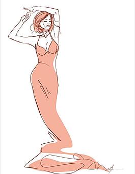 手繪少女圖片