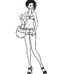 手繪少女圖片