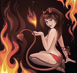 手繪美女圖片