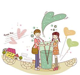 同喝一杯果汁的情侶圖片