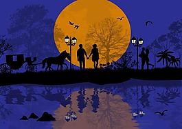 夜晚浪漫情侶圖片