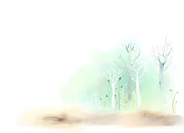 淺色水彩插畫PSD素材