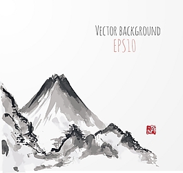水墨山水風景畫