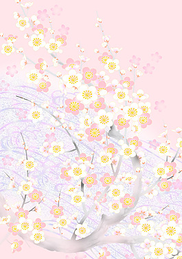 梅花開底紋花紋素材