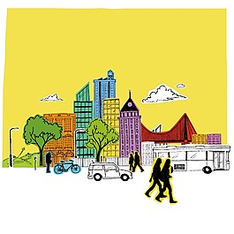 手繪城市風光