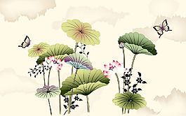 古典荷花背景素材