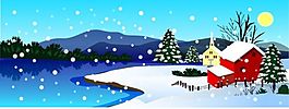 圣誕雪景矢量圖下載 矢量節(jié)日