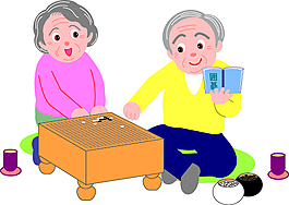 老年人下棋矢量素材