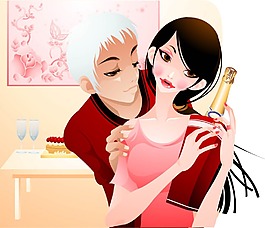 手拿紅酒的情人