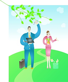 草地上的商務(wù)人物