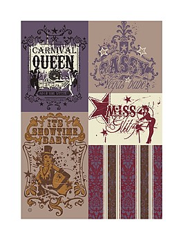 美式懷舊馬戲團服裝印花矢量圖