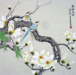 水墨白色花朵