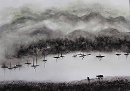 黑白山水画