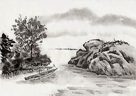 石头和树山水素材