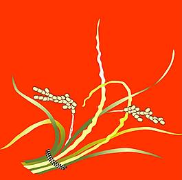 红色植物底纹
