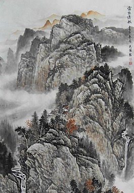 瀑布山石