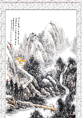 水墨畫(huà)卷素材