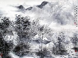 樹木山水房屋