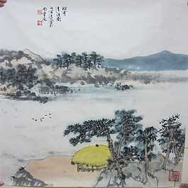 山水樹木素材畫